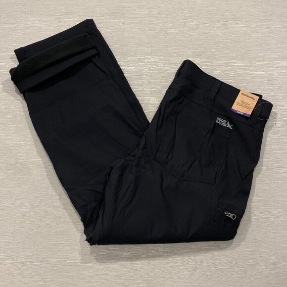 Eddie Bauer Fleece Lined Tech Pants Mens 40 x 32 Black Water Repellent Insulated - Picture 1 of 12